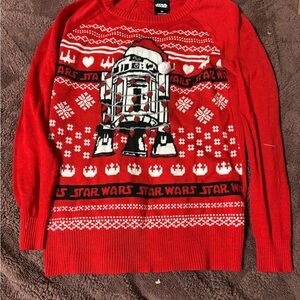 Star Wars Red Crewneck Sweater with R2-D2 Pattern